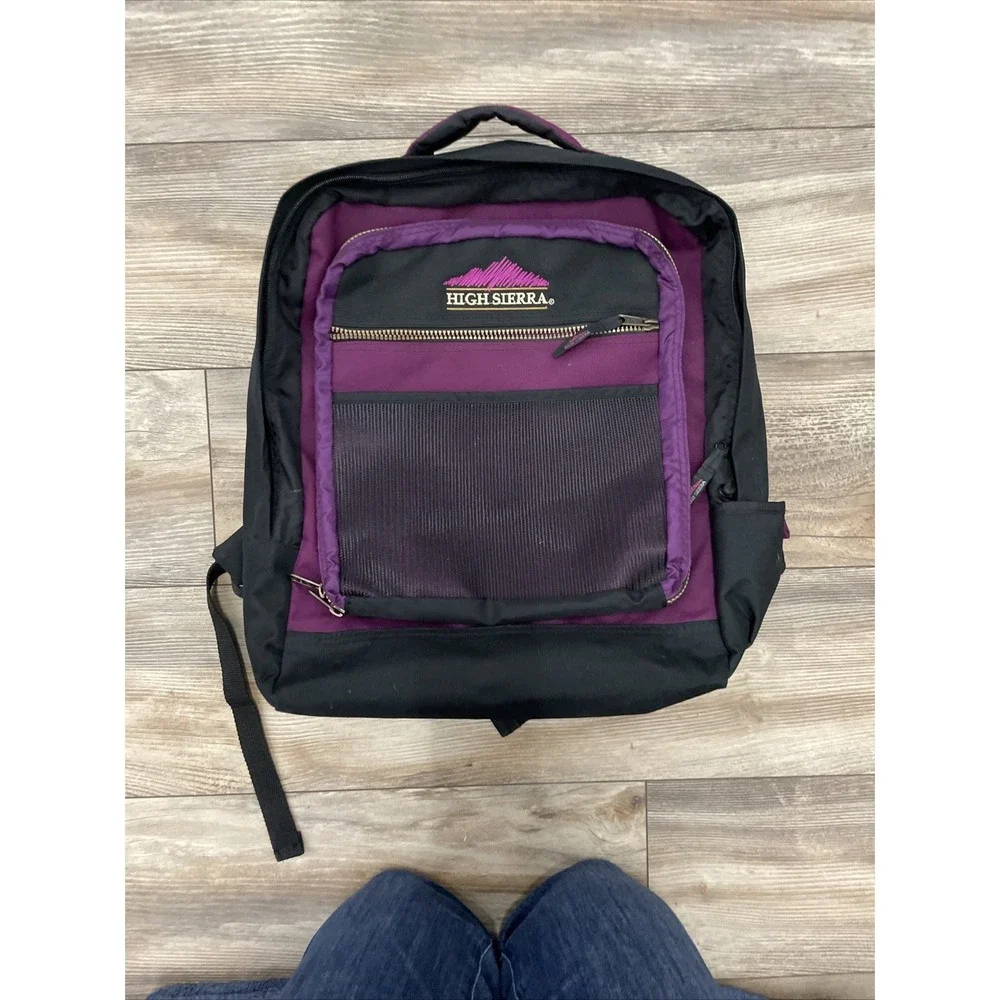 1990s High Sierra Black and Purple Backpack Vintage Endeavors Collection
